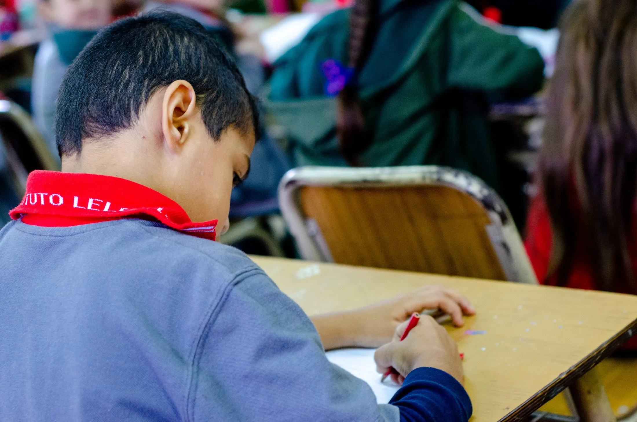 Alumno del Nivel Primario del Instituto Leloir trabajando en clase